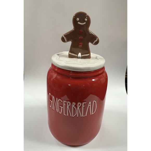 Rae Dunn Christmas “GINGERBREAD ” Baby Canister with Gingerbread Man Topper NWOT - Picture 1 of 8